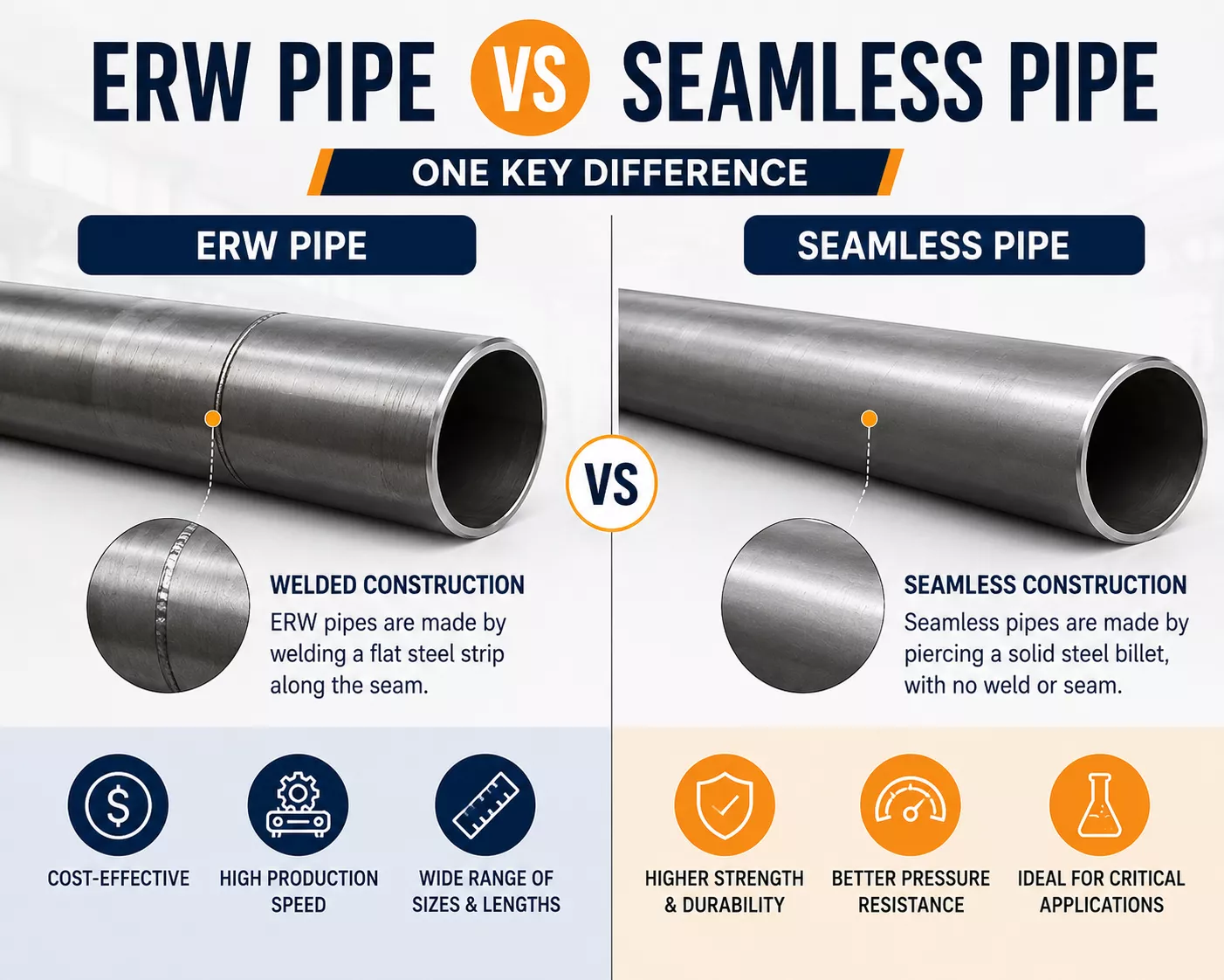 erw pipe vs seamless pipes
