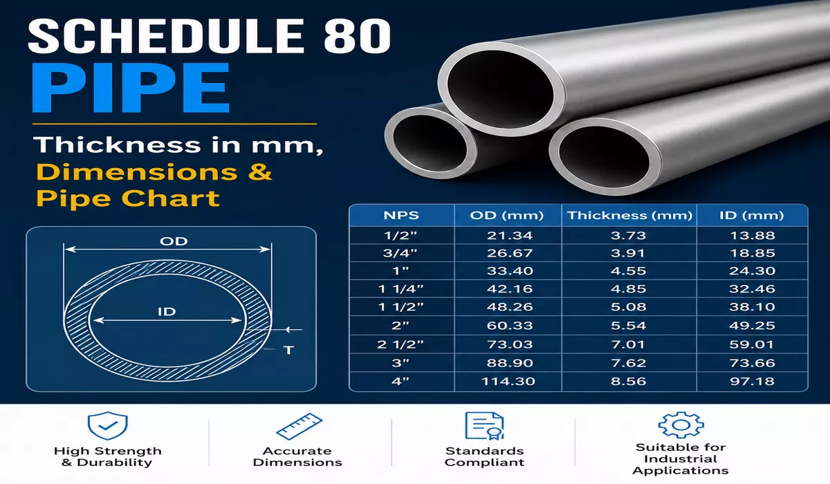 Schedule 80 Pipe Thickness in mm, Dimensions & Sch 80 Pipe Chart