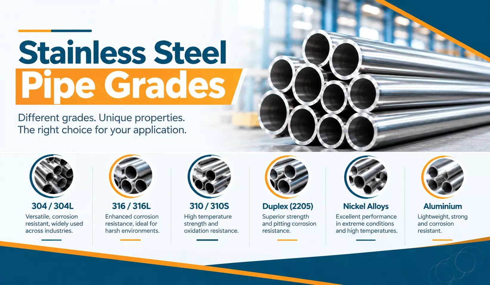 Stainless steel pipe grades